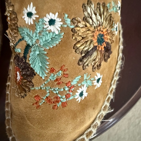 Kanna Floral Embroidered Suede Espadrille Slingback Sandals EU 37 Made in Spain - Picture 3 of 7